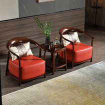 Black walnut solid wood chair skin combination three-piece lover chair living room balcony leisure fence chair log New