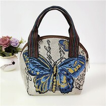 Manufacturer direct sails cloth bag embroidered shell type hand bag mobile phone bag zero money to buy food bag ethnic wind buy food bag