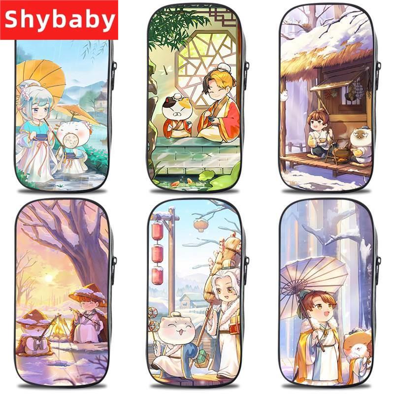 Cartoon if history is a group of meow Canvas Multifunction Pen Bag Multilayer Large Capacity Cute Creative University High School High School Students Junior Students Mini Pencil Bag Pop Containing Box-Taobao