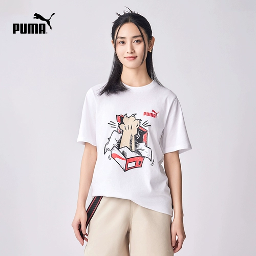 Puma, спортивная хлопковая комфортная футболка подходит для мужчин и женщин для отдыха, короткий рукав