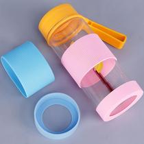 Cup silicone cover anti-scalding anti-slip glass cup thermos cup straight cover universal tea cup protective cover water cup bottom insulation ring