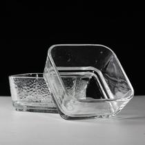 Internet celebrity glass bowl square hammer pattern tableware Japanese snack deep bowl womens household ice cream dessert bowl dipping sauce bowl