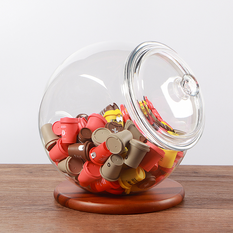 スナックキャンディの密封瓶は傾けて乾物を入れることができます。花茶瓶ディスプレイボトルアクリルコーヒーカプセル保存瓶