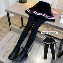 Girls foreign style fake two-piece hakama 2022 new spring and autumn childrens spring and middle-aged childrens spring and autumn leggings outer wear