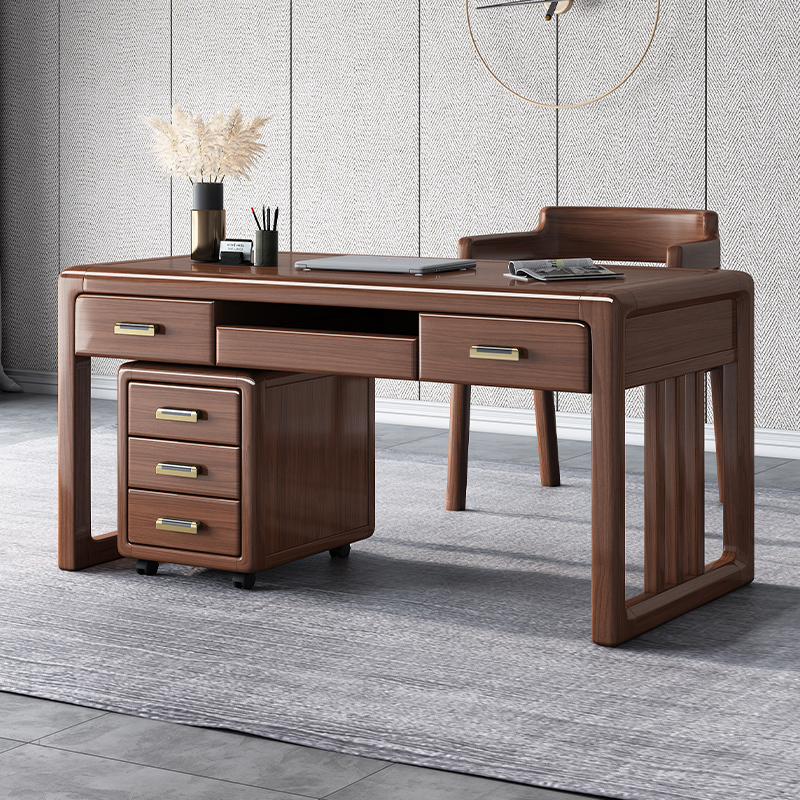 New Chinese-Style Solid Wood Desk, Light Luxury Walnut Office Desk, Home Study Chinese-Style Desk, Executive Desk, Computer Desk New Chinese-Style Solid Wood Desk, Light Luxury Walnut Office Desk, Home Study Chinese-Style Desk, Executive Desk, Computer Desk