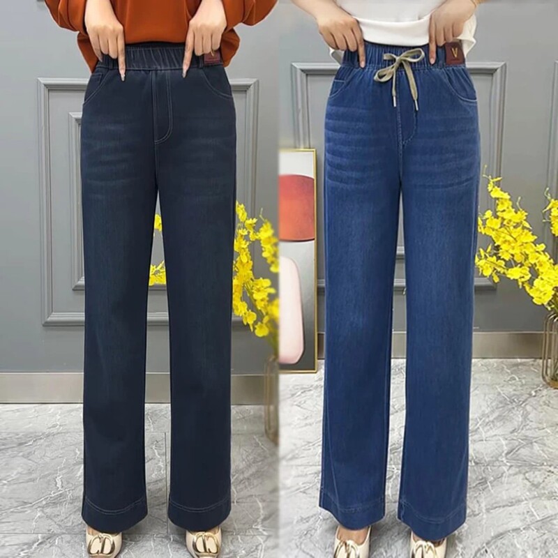 Qingyue Women's Clothing Store No. 2 Spring/Summer Thin Fashionable Versatile Casual Mom Style Soft Denim Straight Slim Fit Jeans