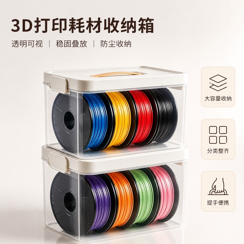 Tuozhu Universal 3D Printing Filament Storage Box Four-Compartment Convertible Drying Box Transparent Moisture-Proof and Hygroscopic Box