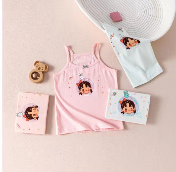 Break Code Clear Barn Cute Little Bear Girl Harnesses Modale Lining Girl Net Red Breathable Thin with Boneless Vest Child-Taobao