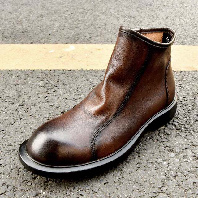 Korean counter European station genuine leather fashionable men's boots autumn and winter Korean version new Martin boots retro British style short boots