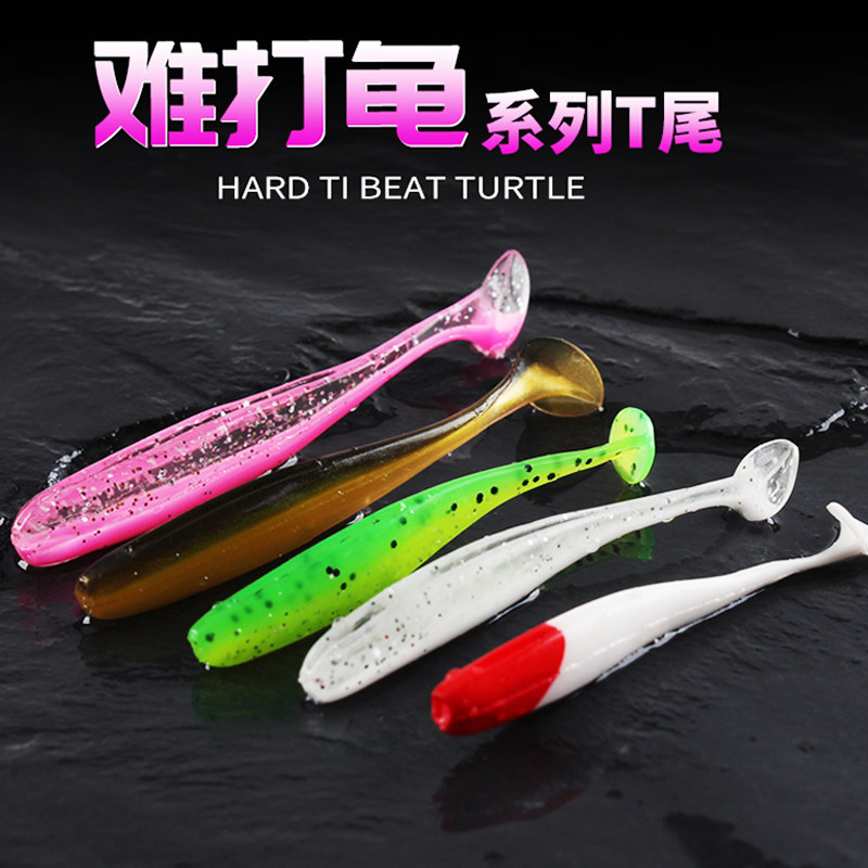 Luya fake bait warped mouth special T-tail soft bait noodles lead head hook soft insect mandarin bass perch warped mouth freshwater through killing wild fishing