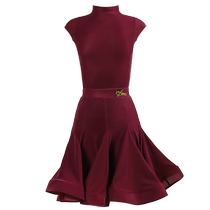 Caidan high-end Latin dance competition uniforms ultra-thin velvet girls summer short-sleeved half-high collar regulations professional competition uniforms
