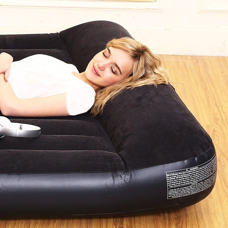 Folding inflatable bed double outdoor camping mattress plus air bed thickened household single blowing bed portable