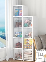 Plastic cabinet storage cabinet large capacity transparent flip cabinet storage cabinet for snacks sub-net red wall