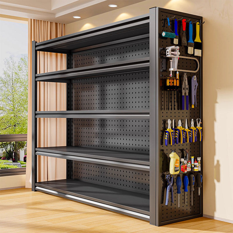 Perforated board storage rack household shelf floor-standing balcony integrated wall storage organizer steel storage display rack