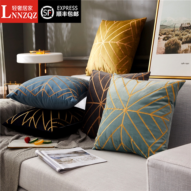 LNNZQZ simple modern light luxury embroidery pillow living room pillow sofa cushion bed backrest office waist
