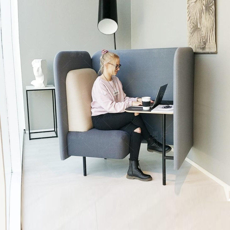 High-back semi-surrounded single seat with small table card seat sofa waiting area reception library hidden sofa chair