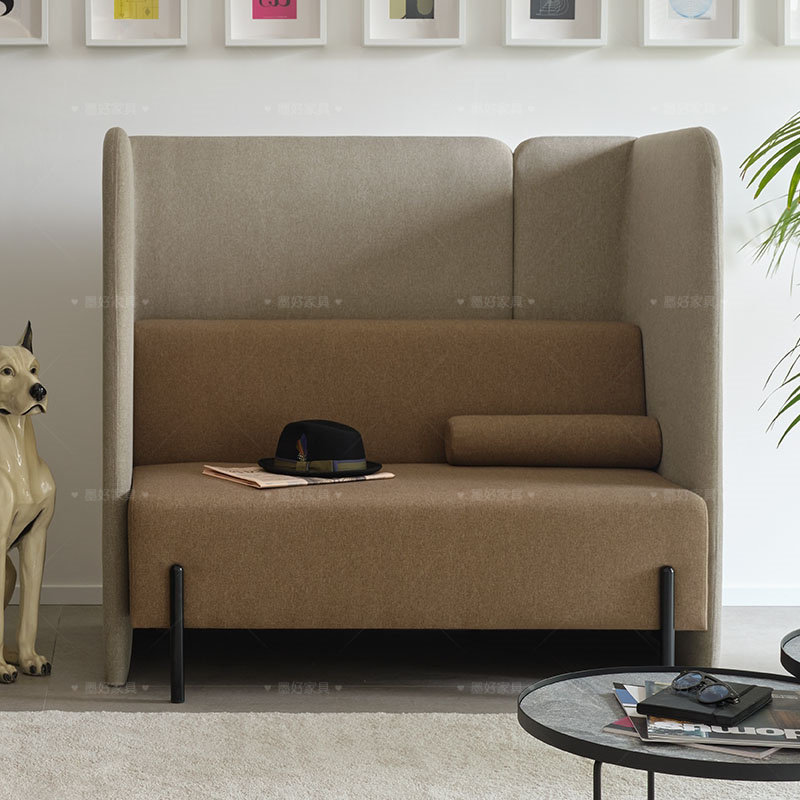 High back sofa card seat office area rest area high sofa coffee shop coffee table industrial style business privacy sofa - Taobao