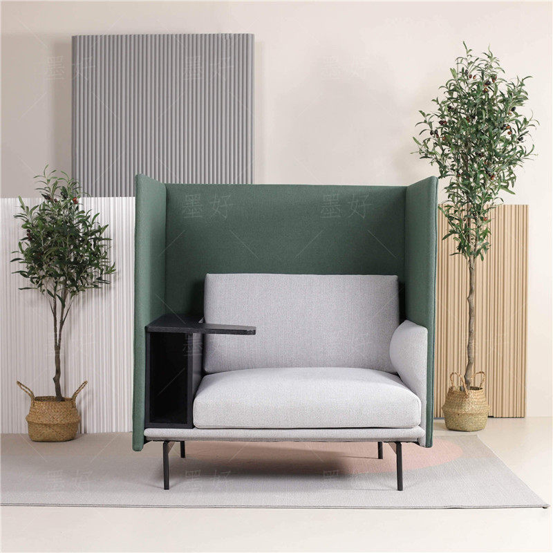 Modern minimalist high chair back deck with small table board sofa library rest area high back single sofa chair - Taobao