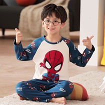 Boys pajamas are pure cotton long sleeve spring and autumn boys 3 childrens 5 childrens home clothing summer suit thin