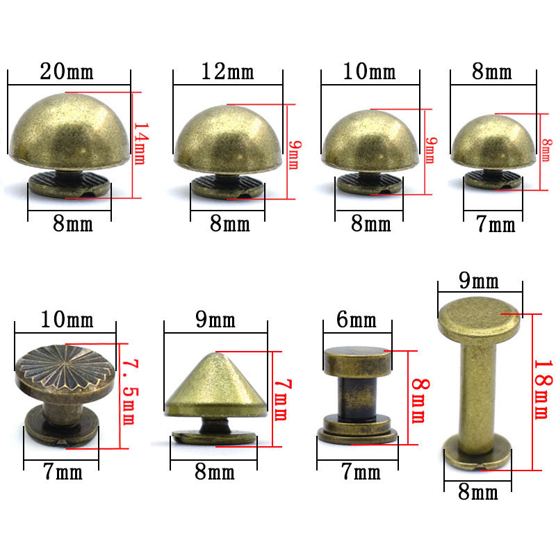 Metal rivet leather mushroom button mushroom bag flat round fixed screw button bag with shoe nut accessories decoration