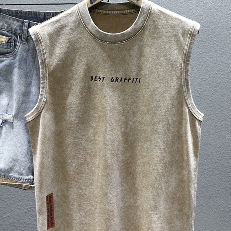 Summer Retro Sleeveless Vest for Men 2026 New Style Cool Sleeveless T-Shirt Sports Outerwear Casual Vest Top