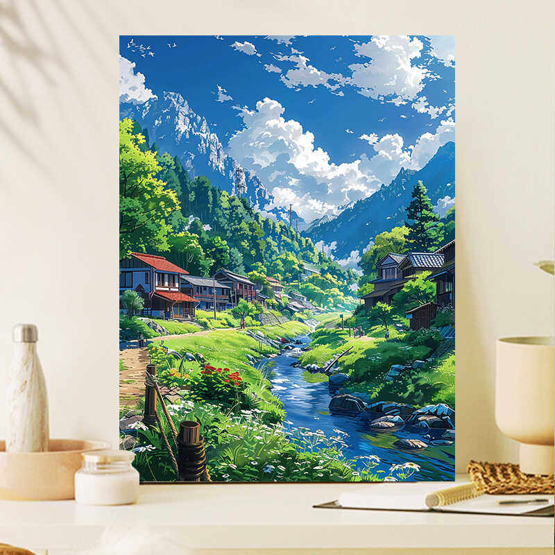 宫崎骏的夏天！DIY数字油画治愈系风景画，手绘油彩太绝了！🎨-DIY-淘宝