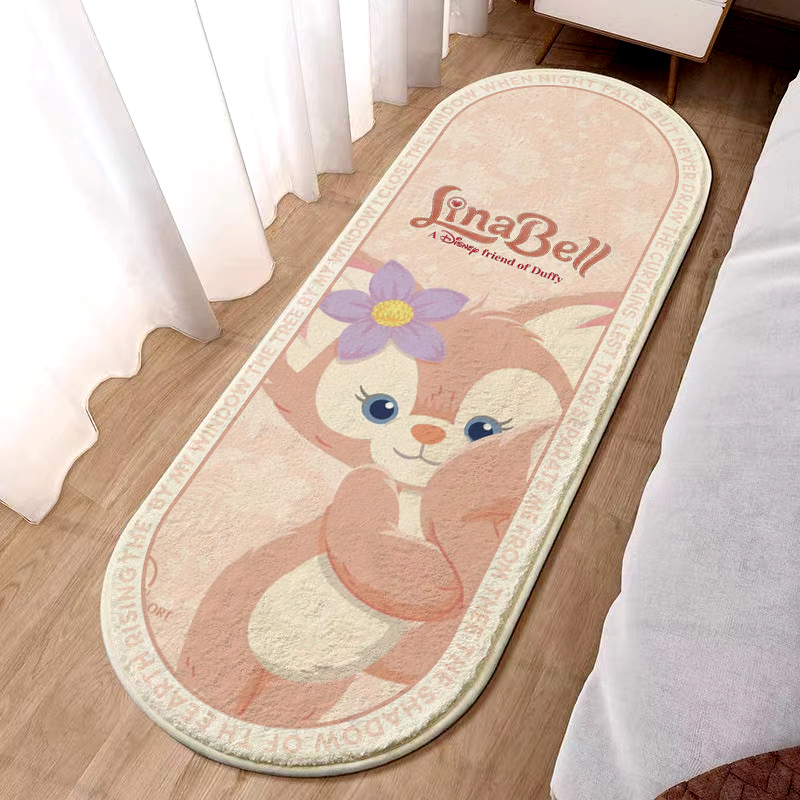Cartoon Imitation Cashmere Plush Thickened Bedside Carpet Anti-Fall Lina Belle Carpet Children's Bedroom Winter Floor Mat