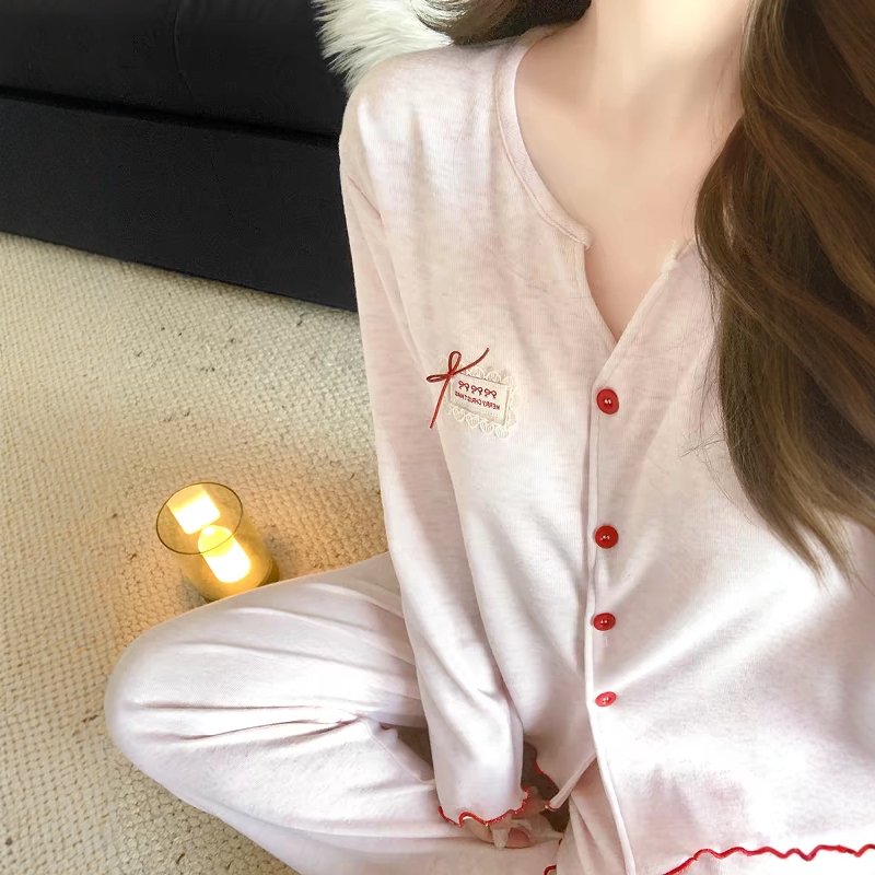 Pajamas with Breast Pads for Women, Autumn and Winter Cashmere Thin Style, Simple Sweet Pink Cardigan, Long-Sleeved Pants, Home Wear Set Pajamas with Breast Pads for Women, Autumn and Winter Cashmere Thin Style, Simple Sweet Pink Cardigan, Long-Sleeved Pants, Home Wear Set