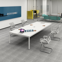 Conference table minimalist desk small 6 people training in talks table and chairs Composition Beijing white steel frame strip table