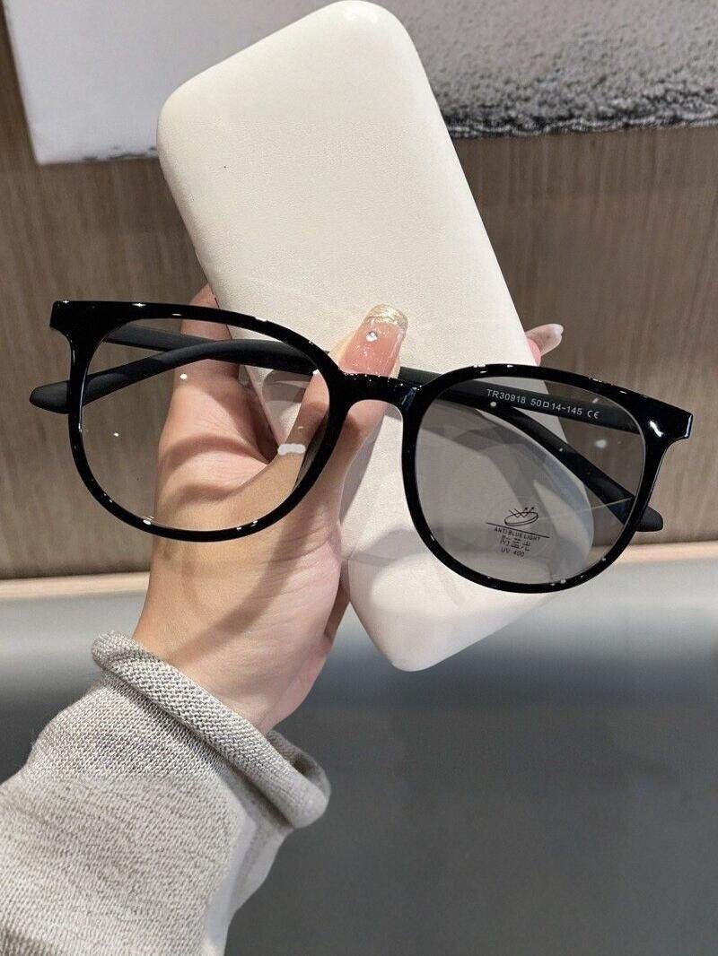 Ultra-Light Photochromic Cold Tea-Colored Frame Women's Sunglasses Can Be Fitted with Prescription Lenses, Slimming, Anti-Blue Light, Eye-Protecting Sunglasses for Men