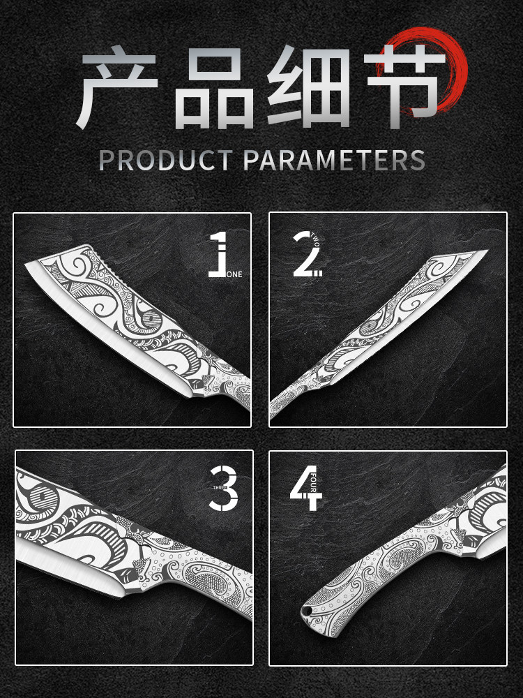 Household Kitchen Knife All-Steel Chopping Knife Stainless Steel Bone Chopping Knife Outdoor Sharp Wood Chopping Knife Butcher Forged Bone Chopping Knife