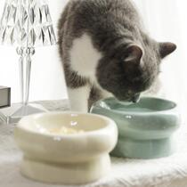 Petal shaped pet ceramic bowl with high and low legs cervical vertebra protection cat bowl dog drinking bowl food bowl pet supplies