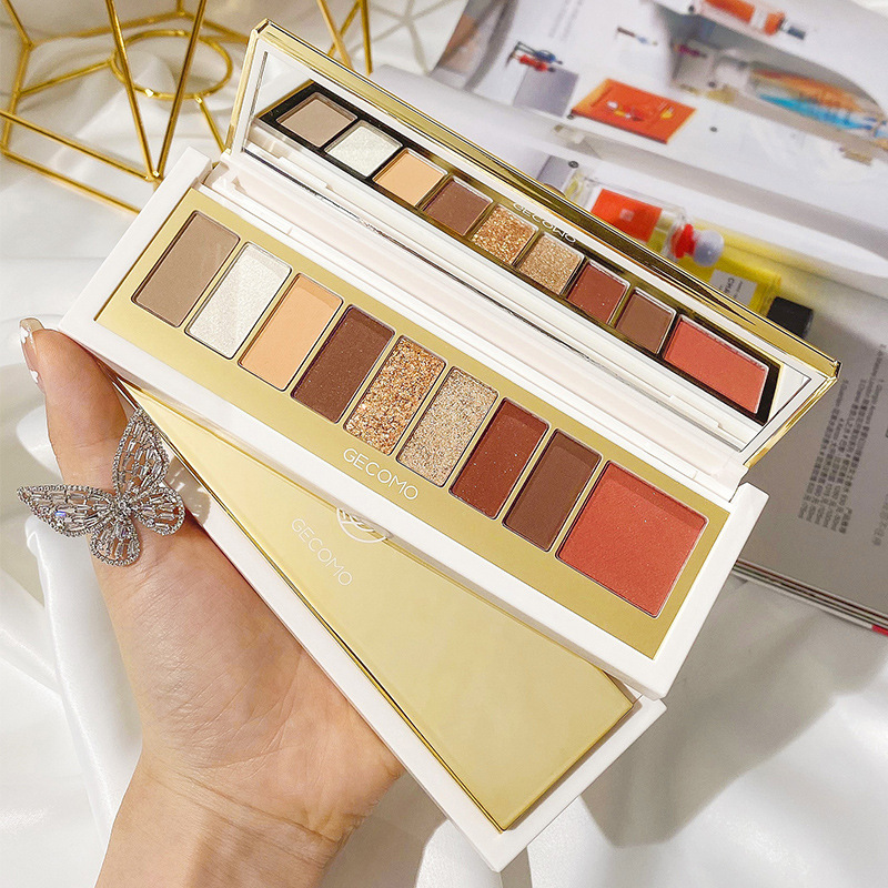 Starlight Nine Color Eye Shadow Pan Pearl Flash Powder Matt Waterproof Easy To Color Large Earth Color High Light Milk Tea Color Eye Shadow Tabby