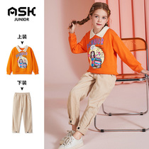 (mall co-payment) ASK girl spring clothing suit 2022 new foreign air children sports two sets of spring and autumn