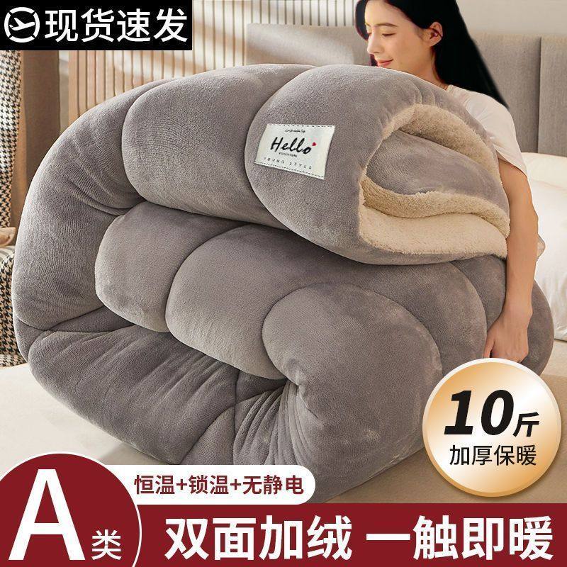 Lamb Wool Quilt, Cotton Quilt, Winter Quilt, Fleece-Lined and Thickened, Autumn and Winter Quilt Core, Warm Winter Quilt, 10 Pounds, 2024 New Model, Single-Person Quilt