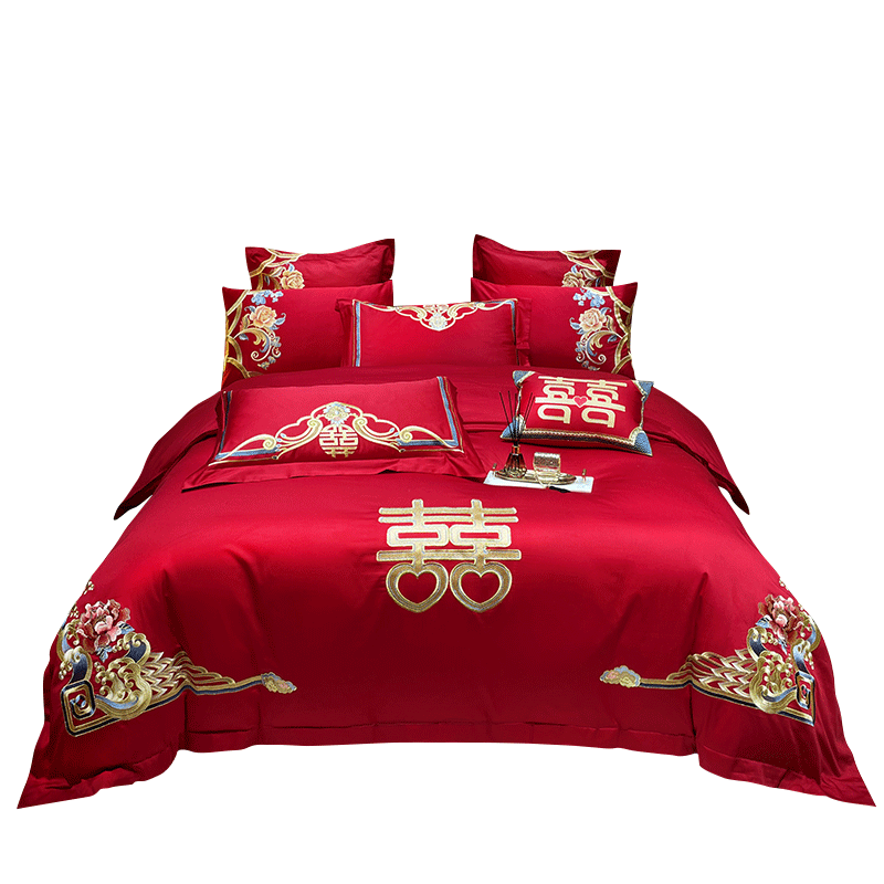 Full cotton wedding four-piece set pure cotton embroidery