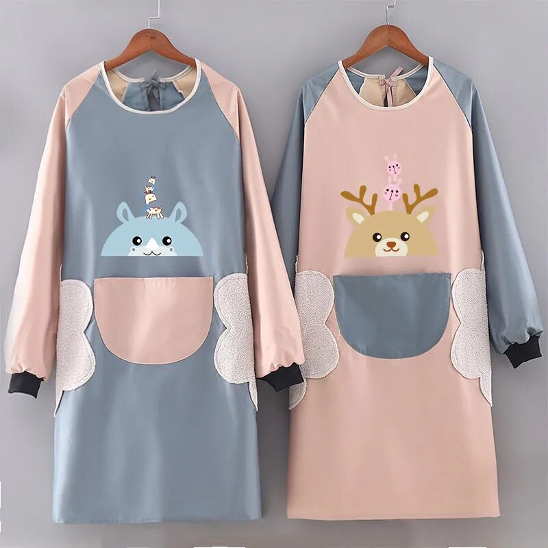 The owner recommends apron kitchen household polyester waterproof and oil-proof apron cartoon cute deer home apron lady