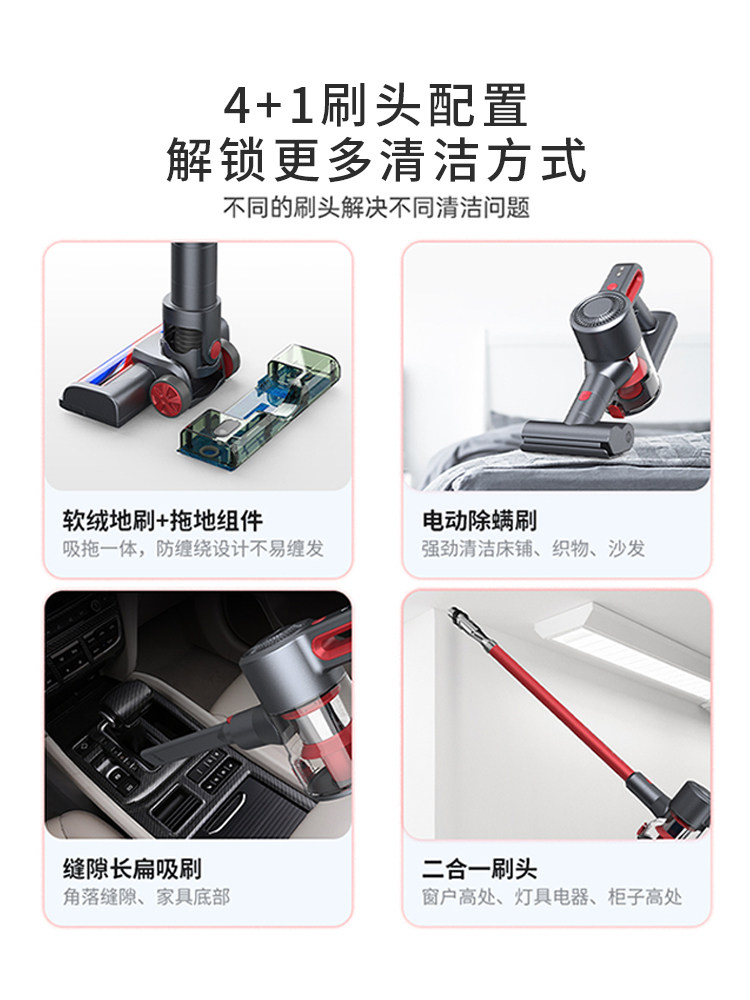 Xinshe Wireless Vacuum Cleaner for Home Use, Strong Suction, Powerful Handheld, Small and Lightweight, Suitable for Cat Hair, Carpet, and All-In-One Vacuuming and Mopping