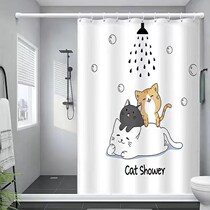 Magnetic Water Retaining Bar Bath Curtain Suit Free of punch waterproof and mildew-proof bath cover cloth toilet hanging curtain bathroom curtain partition blinds