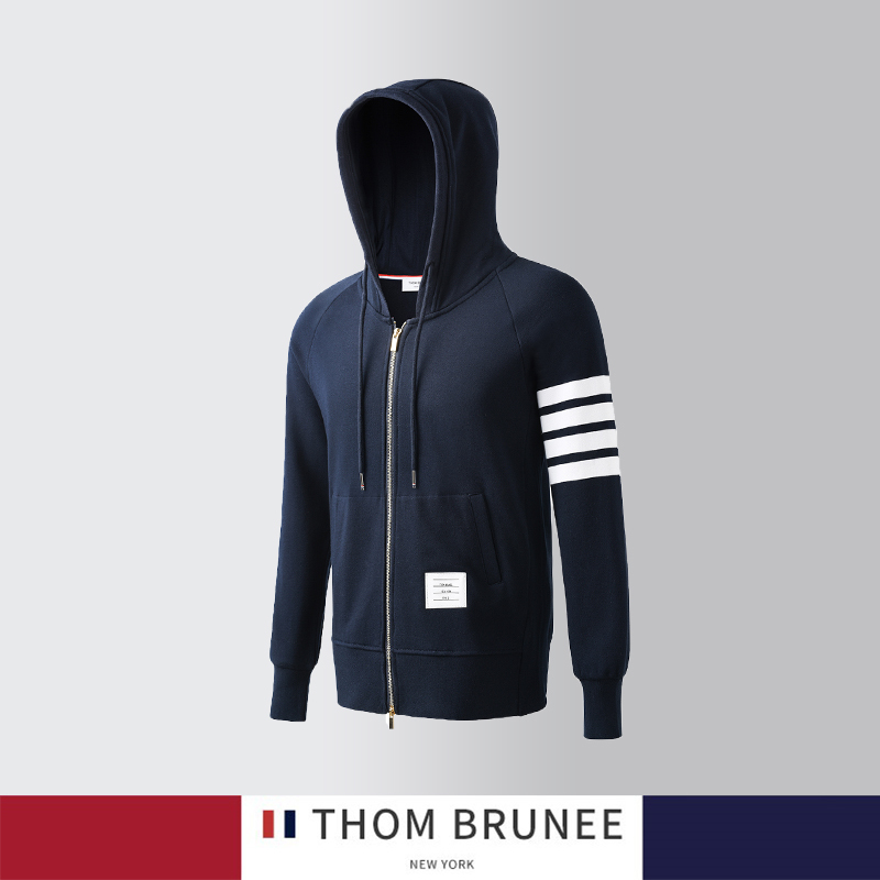 Tb Tom Brown Official Flagship Store Men's and Women's Couple Style Spring and Autumn Sweatshirt Sports Hooded Jacket Zipper American Style