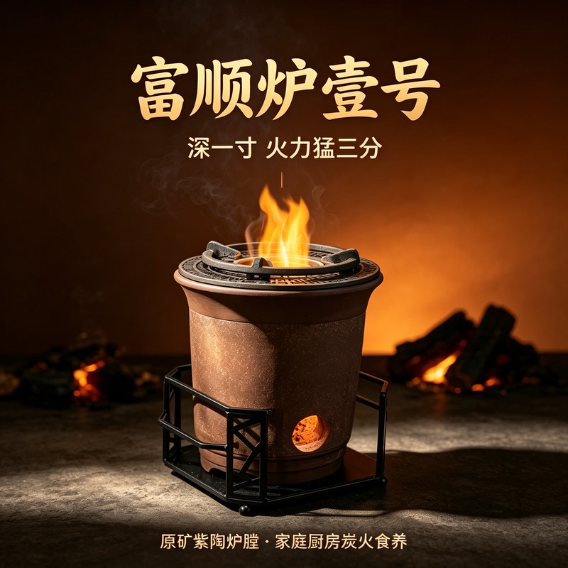Fushun Furnace No. 1 Home Kitchen & Charcoal Fire Health-Promoting Raw Mineral Purple Clay Stove with Deep 1.0inch Firepower Fushun Furnace No. 1 Home Kitchen & Charcoal Fire Health-Promoting Raw Mineral Purple Clay Stove with Deep 1.0inch Firepower