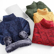 Child Clothing Sweater Autumn Winter Boy High Collar Thickened Needling Cardiovert Children Child Plus Suede Not Suede Warm Jacket