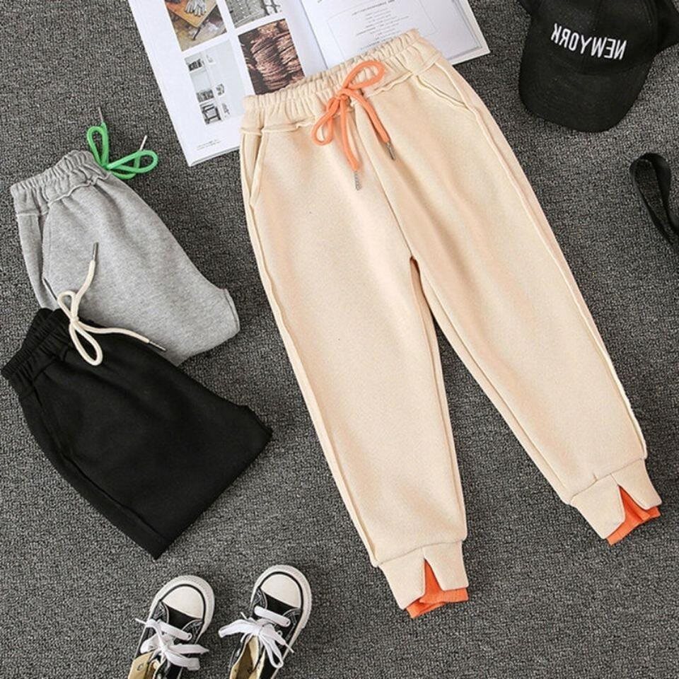 Girls' sweatpants spring and autumn 2021 new pants outside wear trendy children's spring sweatpants in the big boy's western style casual pants