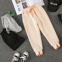 Girl Sports Pants Spring Autumn 2021 New Pants Outside Wearing Tide Children Spring-Style Sweatpants CUHK Children Foreign Air Casual Pants