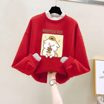 Girls autumn clothing and clothing female baby long sleeve T-shirt round collar blouses in spring and autumn CUHK children with cotton mesh red undershirt tide