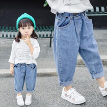 Girl Jeans 2021 New Autumn Dress Womens Pants Spring Autumn Outwear Children Foreign Air Children Han Edition Casual
