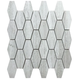 Серая шестиугольная каменная мозаичная наклейка натуральная мраморная древесина гексагональная ванная комната ванная комната фоновая стена