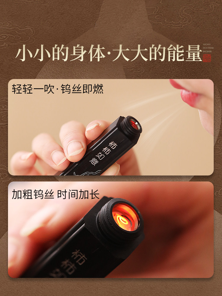 Father's Day Gift Ebony Incense Burner Ancient Blow-Flame Lighter Rechargeable Windproof Electronic Cigarette Lighter
