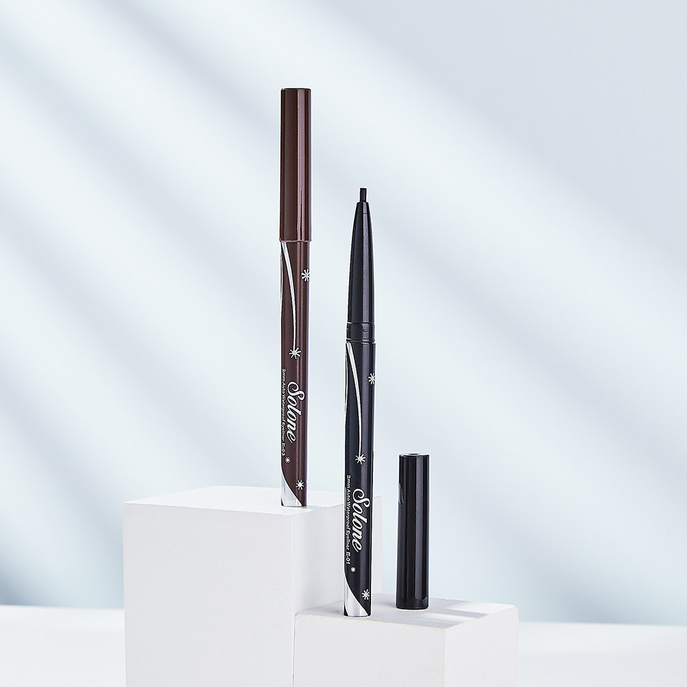 Solone eye line adhesive pen waterproof and anti-perspiration lasting unseasonated pencil-style hard head extremely thin new hand beginner-beginner