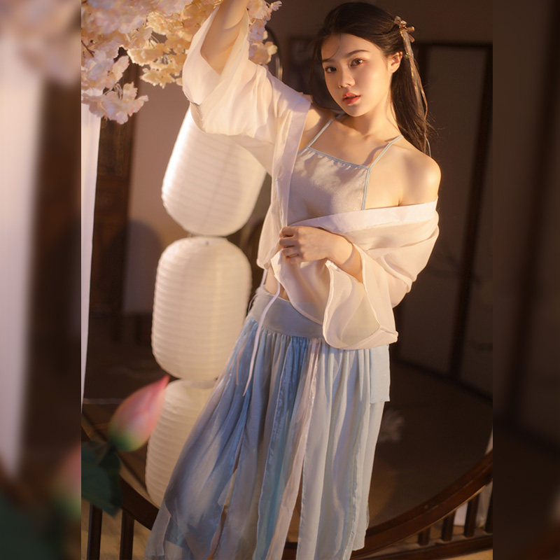 Abdominal women's ancient style pajamas sexy emotional underwear transparent suit uniforms temptation fun but Hanfu pajamas